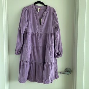 NWT Pilcro lavender, fine wale corduroy tiered mini dress.